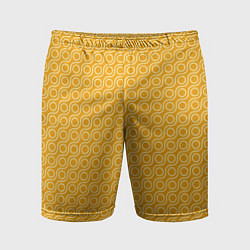 Шорты спортивные мужские Волнистые желтые узоры, цвет: 3D-принт