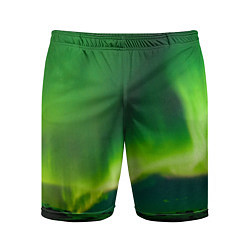 Мужские спортивные шорты Абстрактное полярное сияние - Зелёный