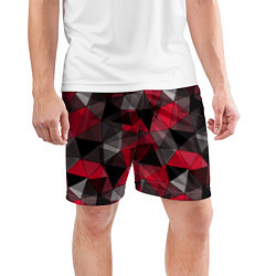 Шорты спортивные мужские Красно-серый геометрический, цвет: 3D-принт — фото 2