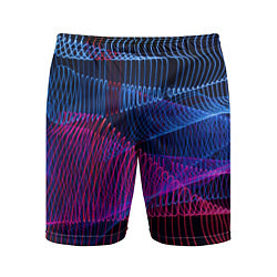 Шорты спортивные мужские Неоновые электронные волнообразные линии, цвет: 3D-принт