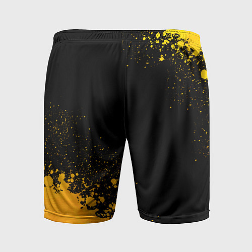 Мужские спортивные шорты Stray - gold gradient: символ и надпись вертикальн / 3D-принт – фото 2