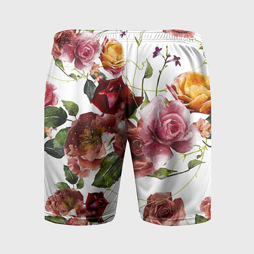 Мужские спортивные шорты Цветы Нарисованные Красные и Розовые Розы / 3D-принт – фото 2
