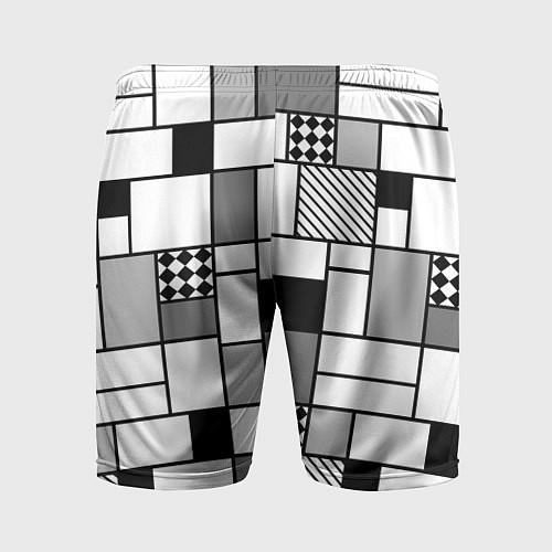 Мужские спортивные шорты Черно белый геометрический скандинавский узор / 3D-принт – фото 2