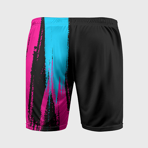 Мужские спортивные шорты Disturbed - neon gradient: по-вертикали / 3D-принт – фото 2