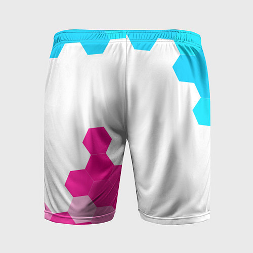 Мужские спортивные шорты Free Fire neon gradient style: символ и надпись ве / 3D-принт – фото 2