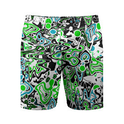 Шорты спортивные мужские Зелено-голубой абстрактный узор, цвет: 3D-принт