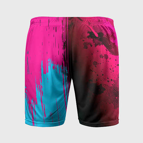 Мужские спортивные шорты Bring Me the Horizon - neon gradient: по-вертикали / 3D-принт – фото 2