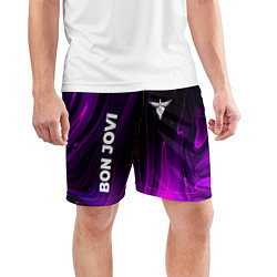 Шорты спортивные мужские Bon Jovi violet plasma, цвет: 3D-принт — фото 2