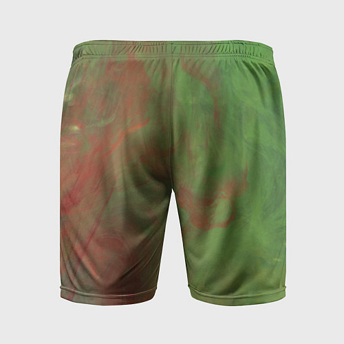 Мужские спортивные шорты Зелёные и красные волны красок / 3D-принт – фото 2