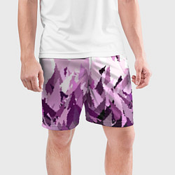 Шорты спортивные мужские Мозаичный узор в розовых и сиреневых тонах на бело, цвет: 3D-принт — фото 2