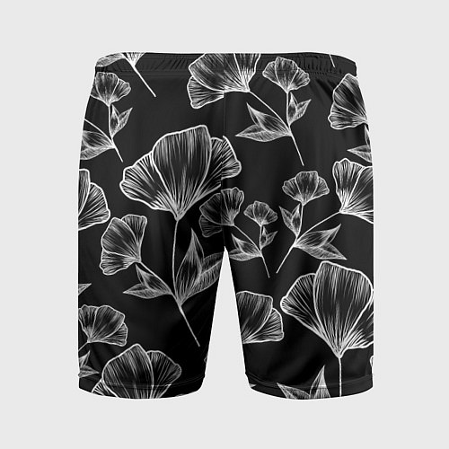 Мужские спортивные шорты Графичные цветы на черном фоне / 3D-принт – фото 2