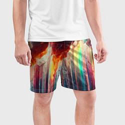 Шорты спортивные мужские Яркие светящиеся осколки, цвет: 3D-принт — фото 2