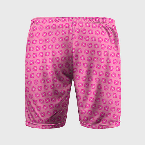 Мужские спортивные шорты Розовые цветочки - паттерн из ромашек / 3D-принт – фото 2