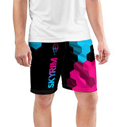 Шорты спортивные мужские Skyrim - neon gradient: по-вертикали, цвет: 3D-принт — фото 2