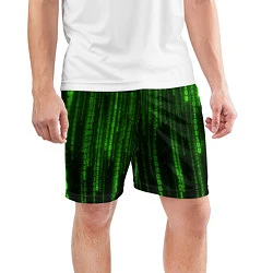 Шорты спортивные мужские Двоичный код зеленый, цвет: 3D-принт — фото 2