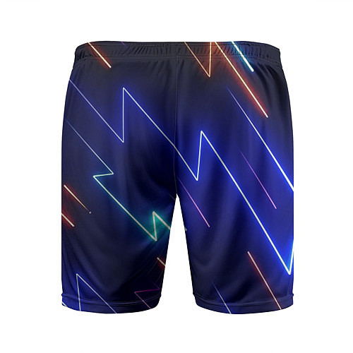 Мужские спортивные шорты Неоновые изогнутые линии / 3D-принт – фото 2