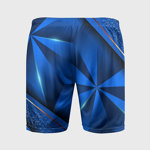 Мужские спортивные шорты Герб РФ на синем объемном фоне / 3D-принт – фото 2