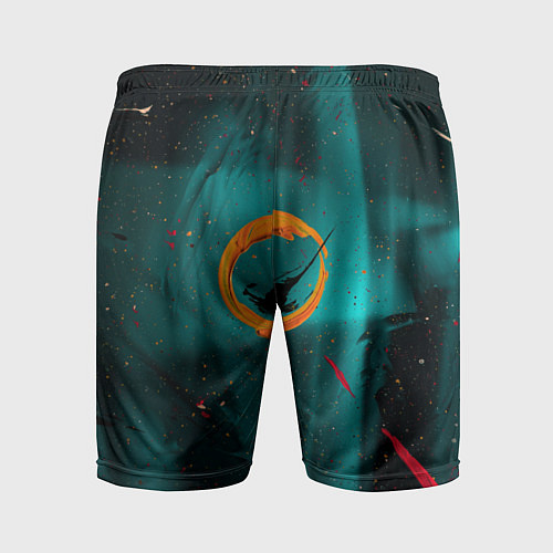 Мужские спортивные шорты Абстрактные светло-синие оттенки и мазки красок / 3D-принт – фото 2
