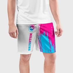 Шорты спортивные мужские Brighton neon gradient style: по-вертикали, цвет: 3D-принт — фото 2
