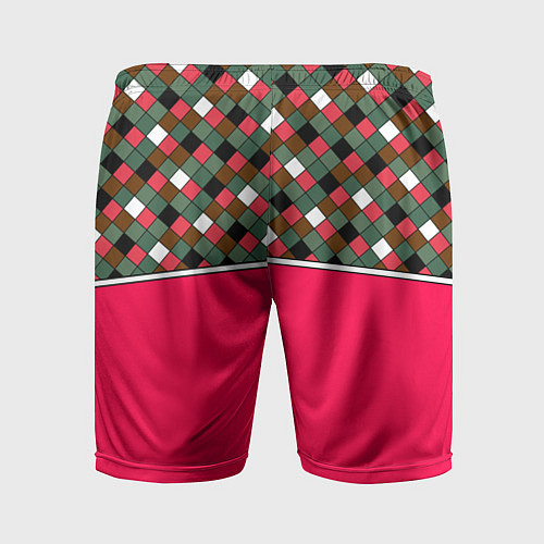 Мужские спортивные шорты Красно-серый клетчатый узор / 3D-принт – фото 2