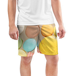 Шорты спортивные мужские Разноцветные пирожные Макарон, цвет: 3D-принт — фото 2