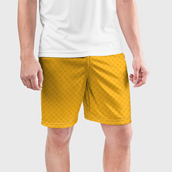 Шорты спортивные мужские Желтые связанные узоры, цвет: 3D-принт — фото 2