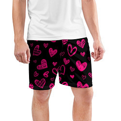 Шорты спортивные мужские Розовые сердца, цвет: 3D-принт — фото 2