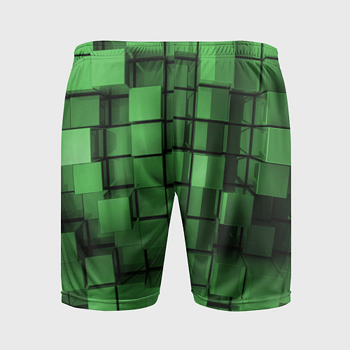 Мужские спортивные шорты Киберпанк броня - Зелёный металлические кубы / 3D-принт – фото 2