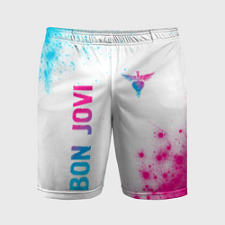 Шорты спортивные мужские Bon Jovi neon gradient style: надпись, символ, цвет: 3D-принт