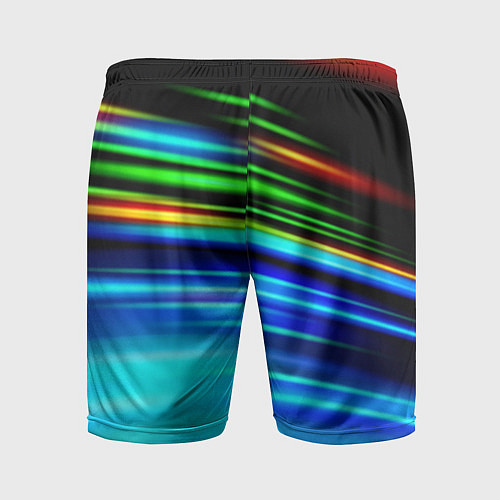 Мужские спортивные шорты Абстрактные неоновые полосы / 3D-принт – фото 2