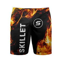 Шорты спортивные мужские Skillet и пылающий огонь, цвет: 3D-принт