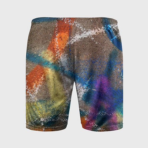 Мужские спортивные шорты Рисунок цветными мелками на асфальте / 3D-принт – фото 2