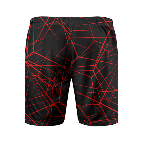 Мужские спортивные шорты Красные линии на черном фоне / 3D-принт – фото 2
