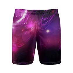 Шорты спортивные мужские Фиолетовые неоновые блики, цвет: 3D-принт