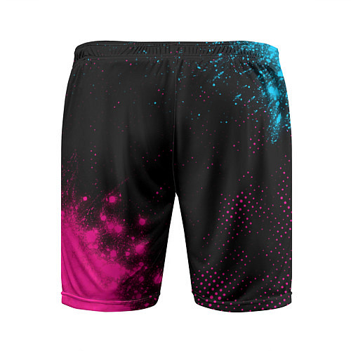 Мужские спортивные шорты PSG - neon gradient: надпись, символ / 3D-принт – фото 2