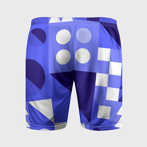 Мужские спортивные шорты Геометрические синие, фиолетовые и белые фигуры / 3D-принт – фото 2
