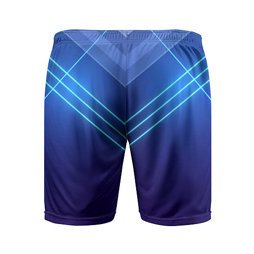 Мужские спортивные шорты Глубокий синий с неоновыми полосами / 3D-принт – фото 2