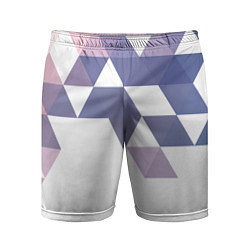 Шорты спортивные мужские Розово-фиолетовый паттерн и белый фон, цвет: 3D-принт
