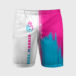 Мужские спортивные шорты Real Madrid neon gradient style: по-вертикали