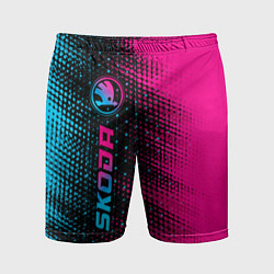 Мужские спортивные шорты Skoda - neon gradient: по-вертикали