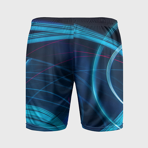 Мужские спортивные шорты Синие абстрактные линии в темноте / 3D-принт – фото 2