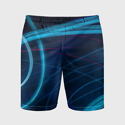 Мужские спортивные шорты Синие абстрактные линии в темноте