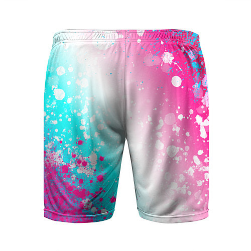 Мужские спортивные шорты Nirvana neon gradient style: надпись, символ / 3D-принт – фото 2