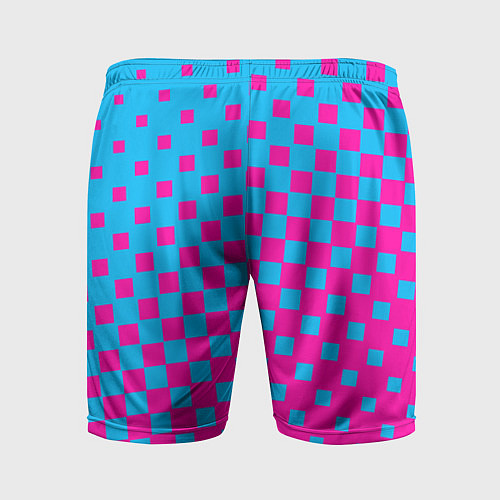 Мужские спортивные шорты Фиолетовые и синие квадратики / 3D-принт – фото 2
