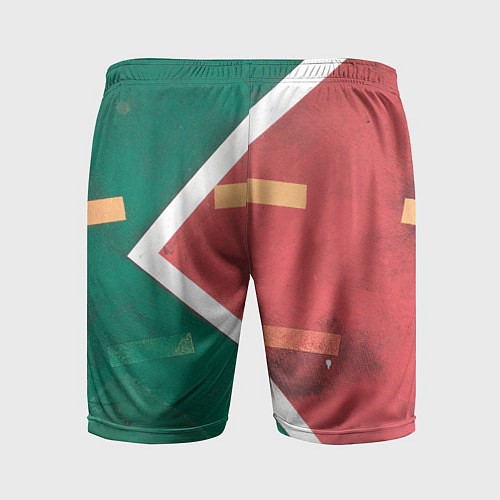 Мужские спортивные шорты Абстрактная красная и зелёная поверхность с линиям / 3D-принт – фото 2