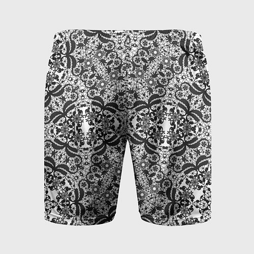 Мужские спортивные шорты Черно-белый ажурный кружевной узор / 3D-принт – фото 2