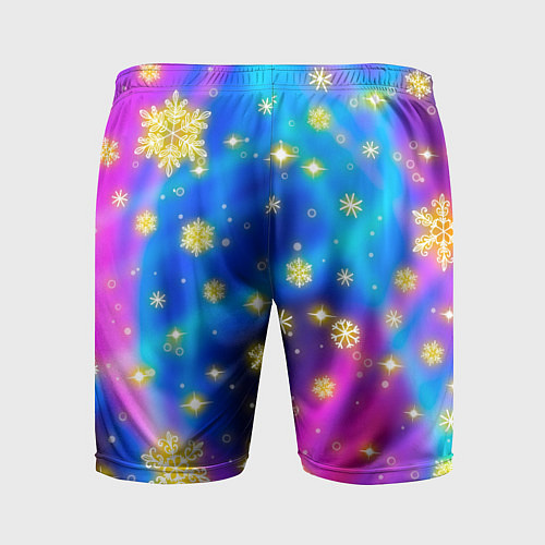 Мужские спортивные шорты Снежинки и звезды - яркие цвета / 3D-принт – фото 2
