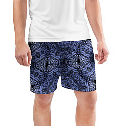 Шорты спортивные мужские Ажурный модный кружевной синий узор, цвет: 3D-принт — фото 2