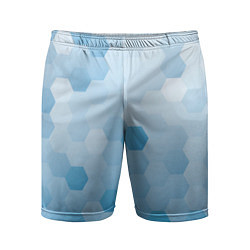 Шорты спортивные мужские Светло-синяя текстура-паттерн, цвет: 3D-принт
