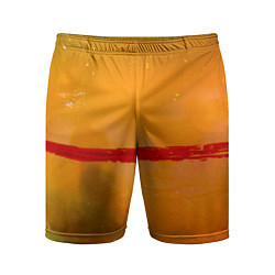 Шорты спортивные мужские Оранжевый туман и красная краска, цвет: 3D-принт